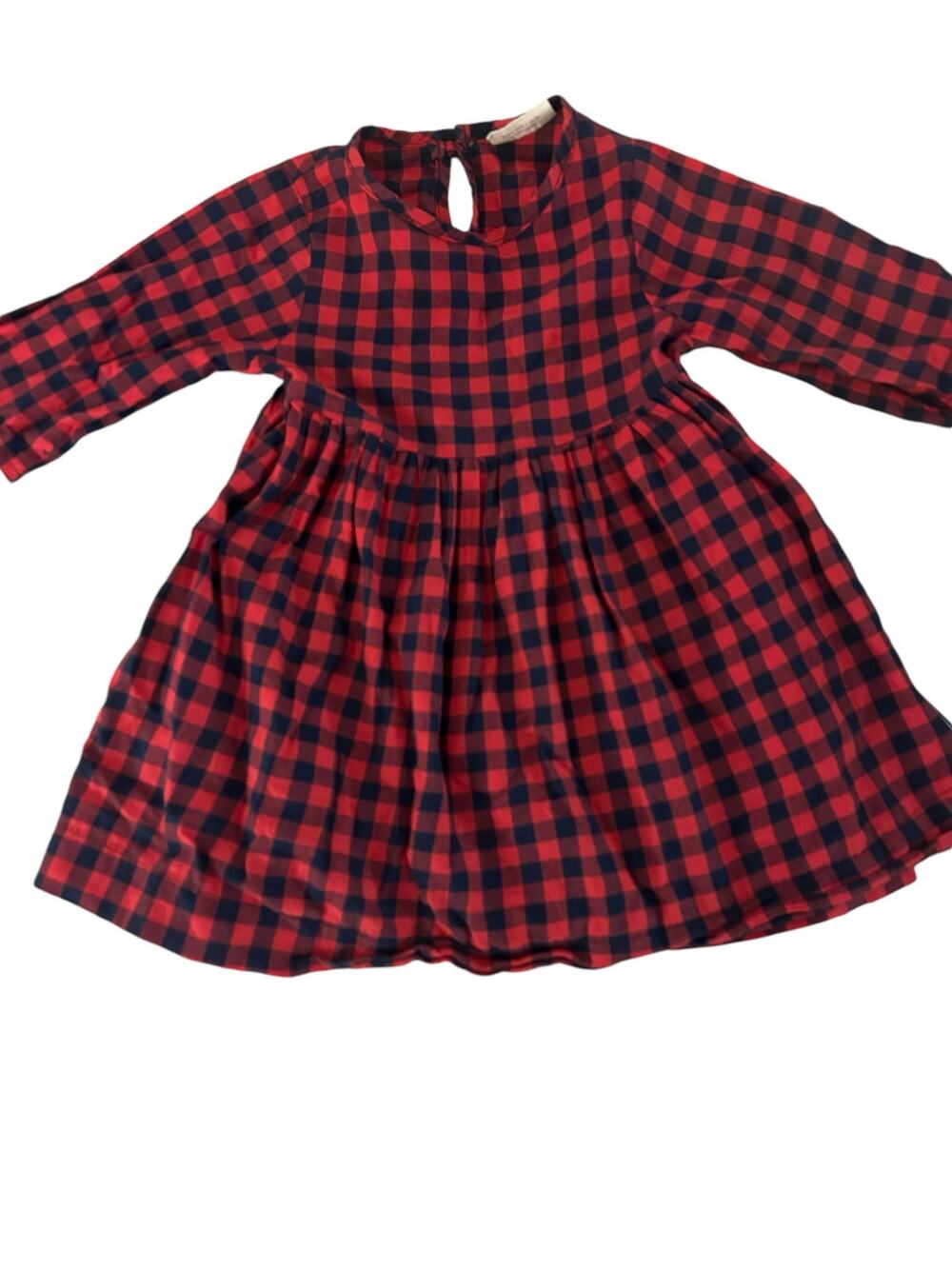Smiling Button red blue plaid shirt size 3